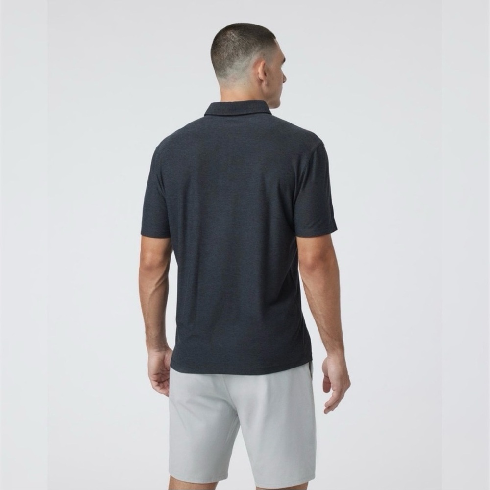 Vuori Strato Tech Polo Shirt Henley Med Black Short Sleeve Classic Casual Golf - Picture 2 of 10